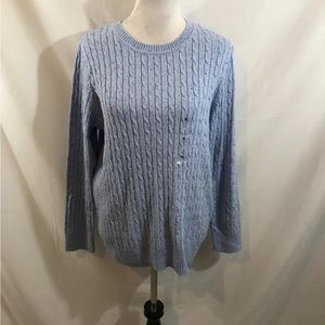 Karen Scott Light Blue Cable Knit Sweater - Women’s XL, NWT, Bust 20”.